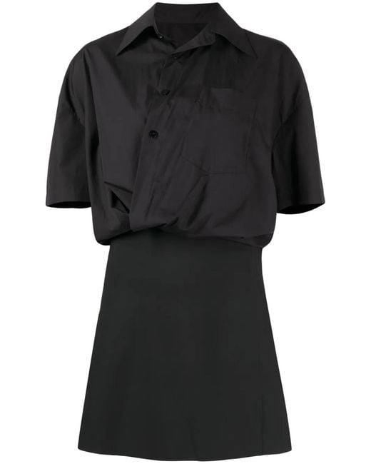 JNBY Black Wrapped Short-Sleeved Dress