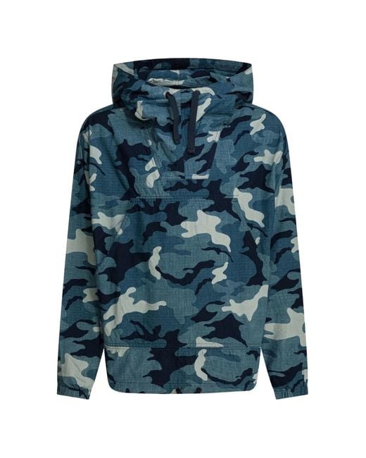Beams Plus Blue Camouflage Hoodie for men
