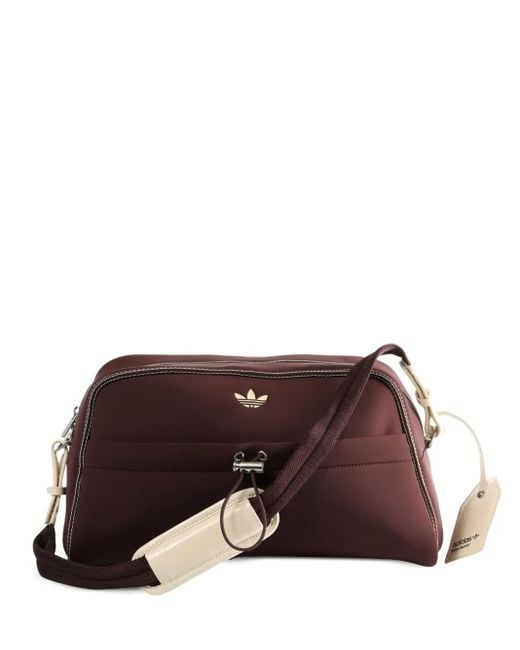 Adidas Brown Logo-Embroidered Shoulder Bag