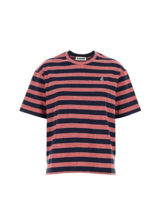 Jil Sander Logo-Embroidered Striped T-Shirt