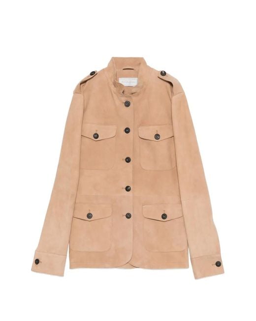 Chaqueta Giuditta Con Bolsillo Y Botones Antonelli de color Natural