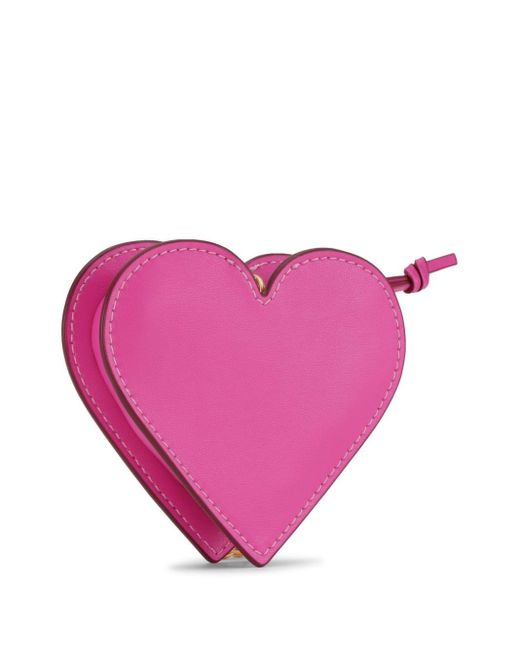 Ganni Pink Funny Heart Portemonnaie mit Logo-Print