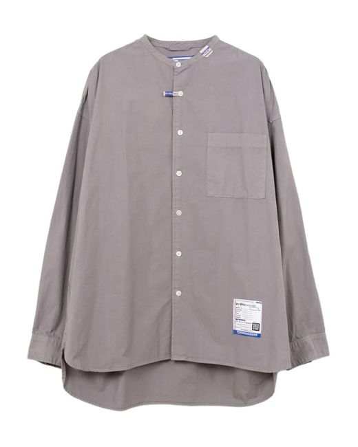 in・stru(men-tal) Gray Band-Collar Long-Sleeve Shirt for men