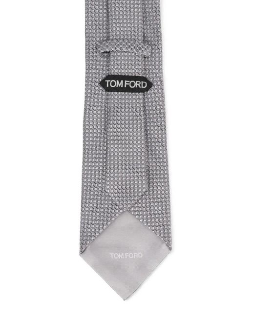 Tom Ford Gray Geometric-Pattern Tie for men