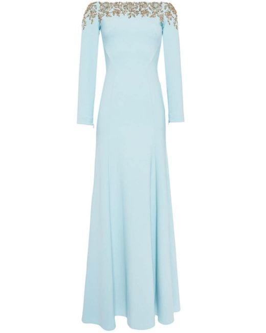Jenny Packham Blue Kristallverziertes Rosabel Abendkleid