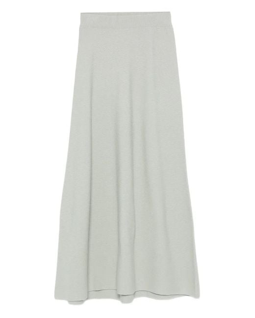 Christian Wijnants White Kugo Ribbed Wool Midi Skirt