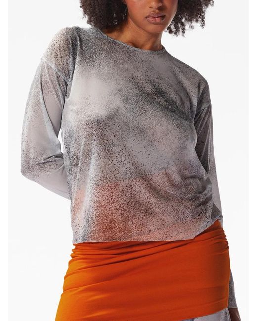 MACCAPANI Gray The Second Skin Spray-Print T-Shirt