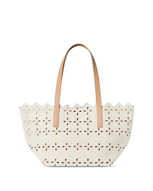 Loeffler Randall White Easton Flower-Cut Scalloped Shoulder Bag