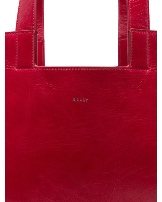 Bally Red Logo-Detail Leather Tote Bag for men