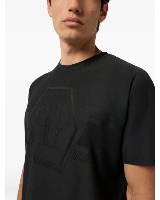 Philipp Plein Black Hexagon Round-Neck T-Shirt for men
