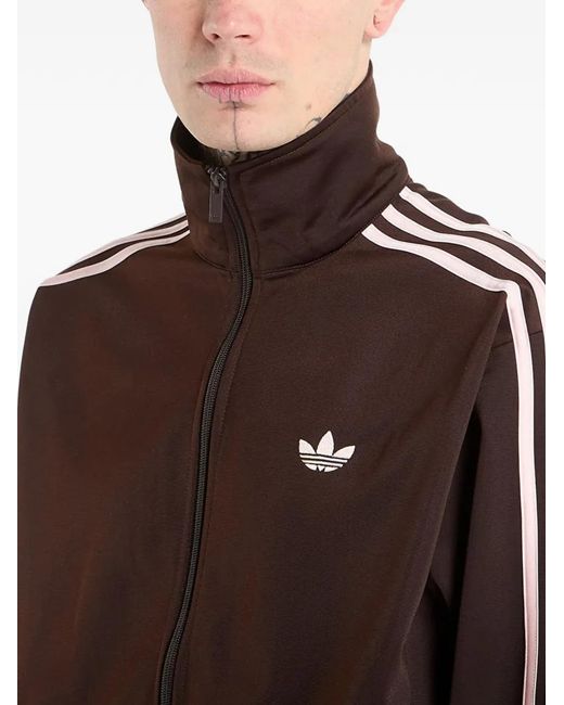 Adidas Brown Firebird Zip-Up Sweatshirt for men