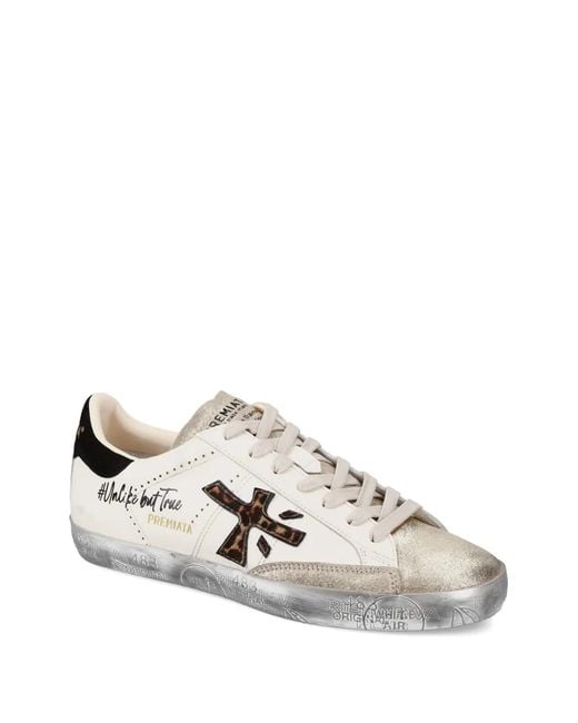 Premiata White Flat Shoes