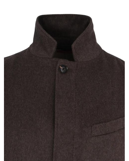 Luciano Barbera Brown High-Neck Button-Up Jacket for men