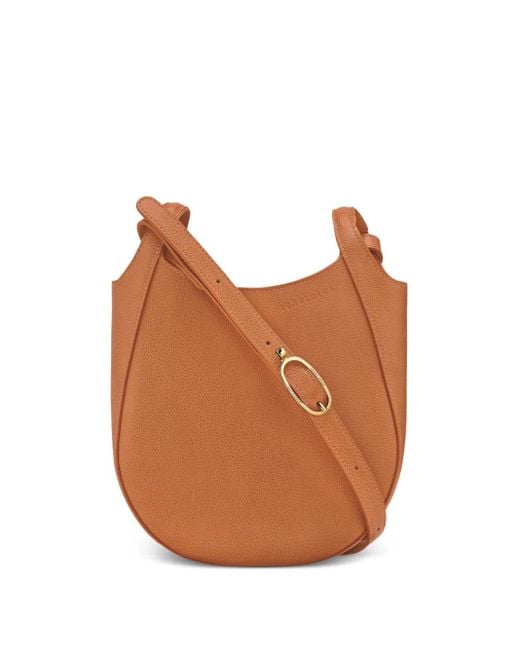 Longchamp Brown Small Le Foulonné Grained-Leather Crossbody Bag
