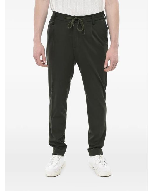 Paolo Pecora Black Drawstring-Waist Pleated Trousers for men