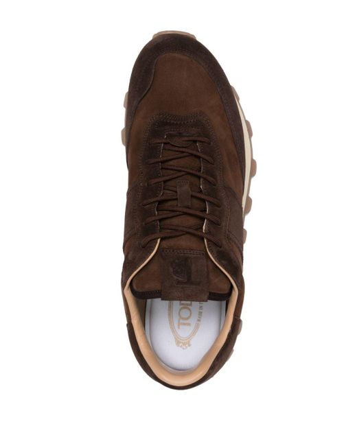 Tod's Brown Panelled Lace-up Suede Sneakers for men