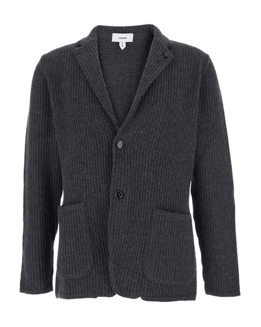 Cardigan Stile Blazer A Coste Con Due Bottoni di Lardini in Black da Uomo