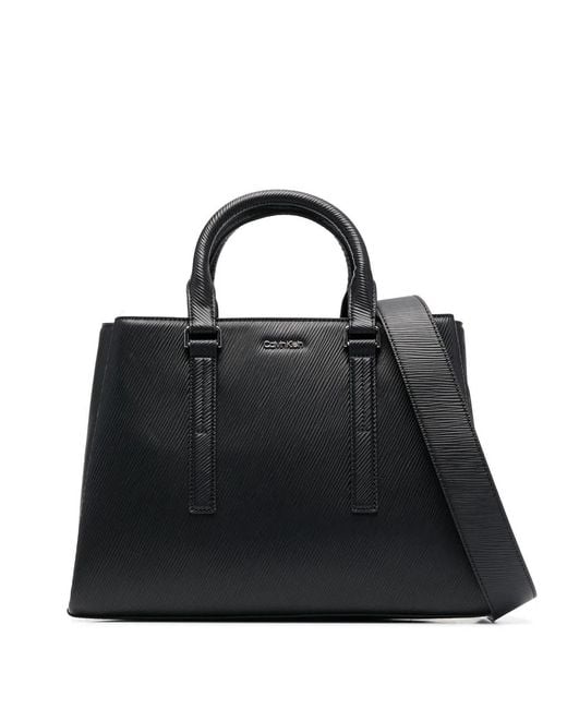 Calvin Klein レディース ブラック ロゴ ハンドバッグ【公式通販】