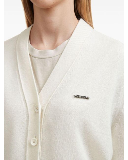 we11done White Logo-Plaque Cardigan