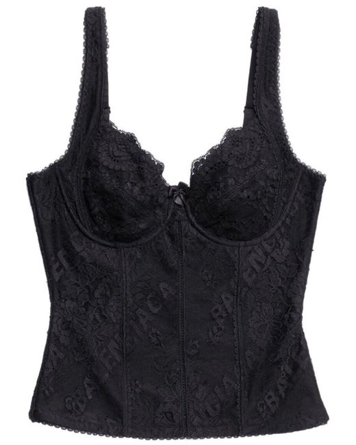 Haut-corset à motif en jacquard Balenciaga en coloris Black