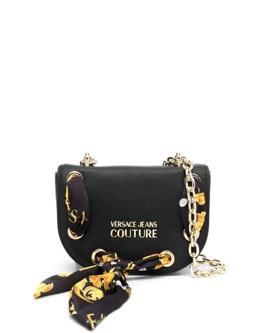 Versace Jeans Couture Black Barocco-Print Scarf Shoulder Bag