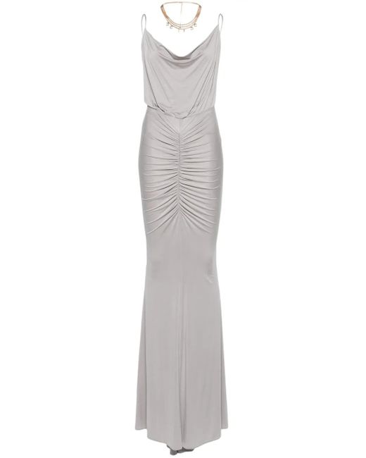Elisabetta Franchi ギャザー ノースリーブドレス Gray