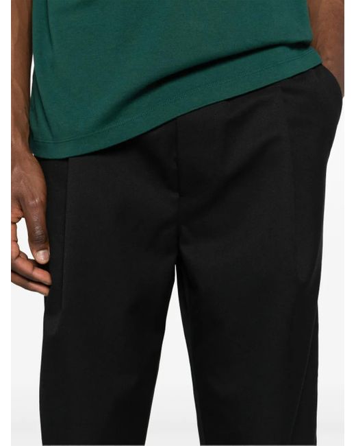 Drole de Monsieur Black Drawstring Twill Cropped Trousers for men