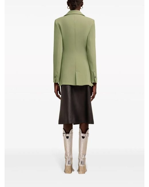 AMI Green Single-Breasted Wool Jacket