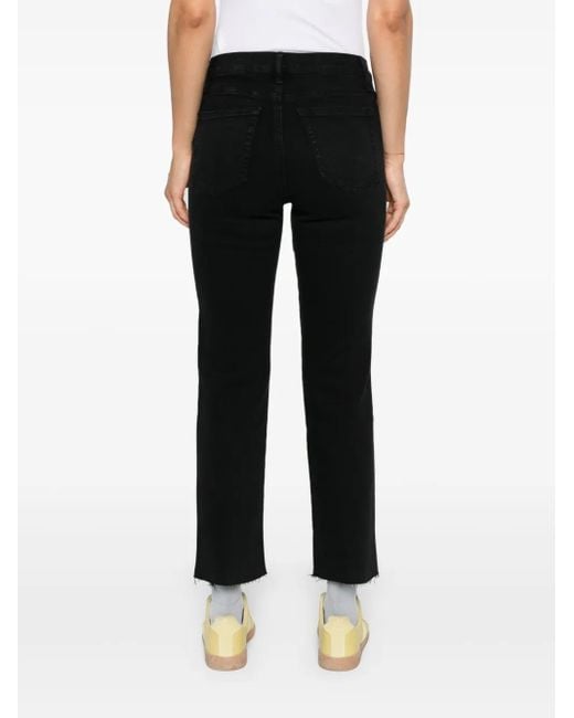 FRAME Black High-Rise Straight-Leg Jeans