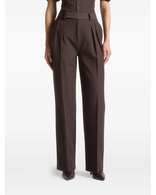 Manière De Voir Brown Julie Pinstripe Twin Pleat Tailored Pants