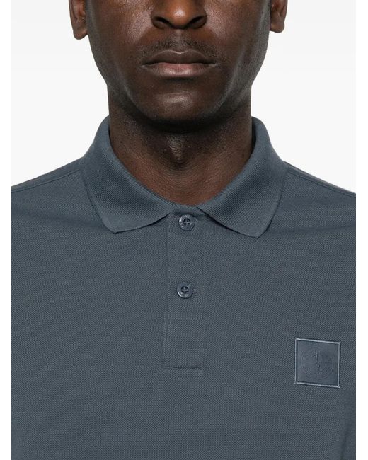 Stone Island Blue Ghost Logo-Patch Polo Shirt for men