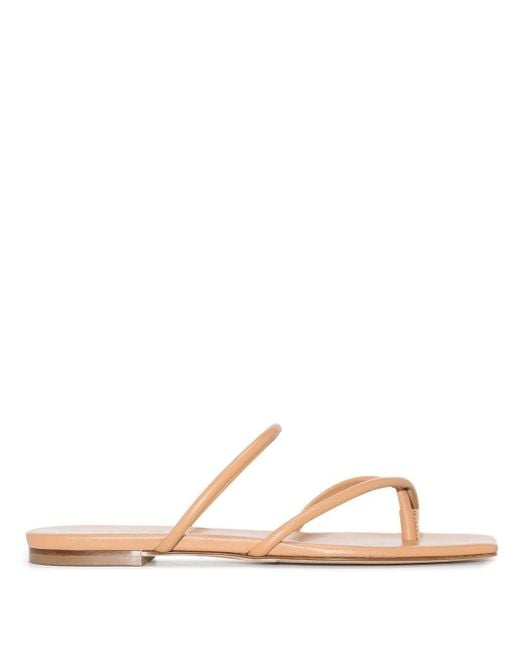 Aeyde Leather Square-toe Flat Sandals in Natural | Lyst UK