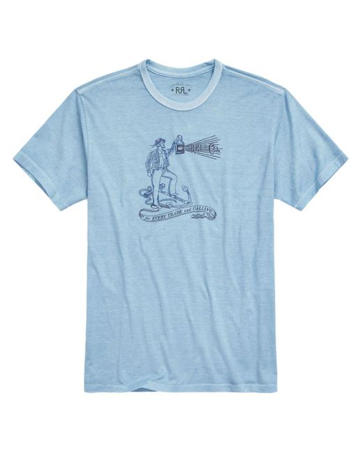 RRL T-Shirt mit grafischem Print in Blue für Herren