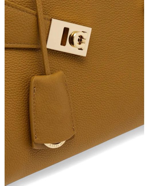 Ferragamo Metallic Hug Small Leahter Tote Bag