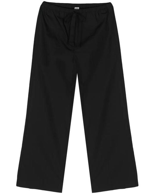 Totême  Black Mid-Rise Straight-Leg Trousers