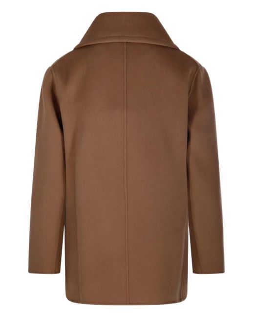 Max Mara Brown Double-Breasted Buttoned Coat