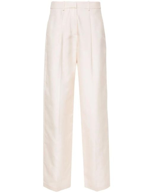 Magda Butrym White Wide-Leg Silk Trousers