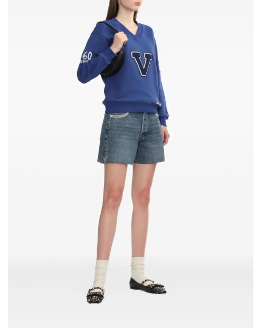 Rag & Bone Blue Crystal-Embellished Denim Shorts