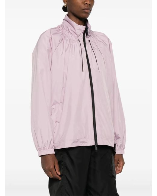 Moncler Pink Valencay Drawstring-Neck Puff-Sleeve Jacket