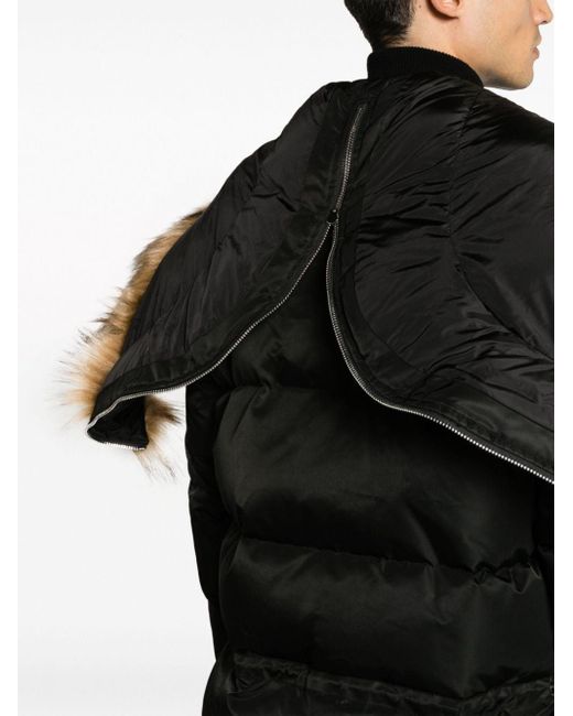DSquared² Black Logo-patch Hooded Down Jacket for men