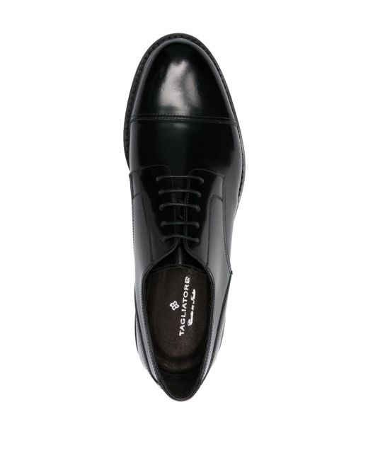 Tagliatore Black Leather Derby Shoes for men