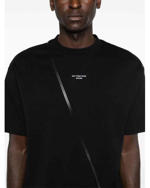 Drole de Monsieur Black Slogan-print Cotton T-shirt for men