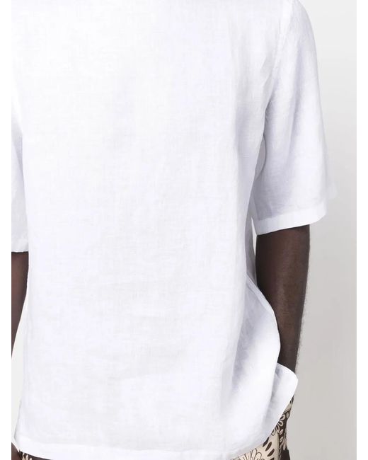 Costumein White Short-Sleeve Linen T-Shirt for men