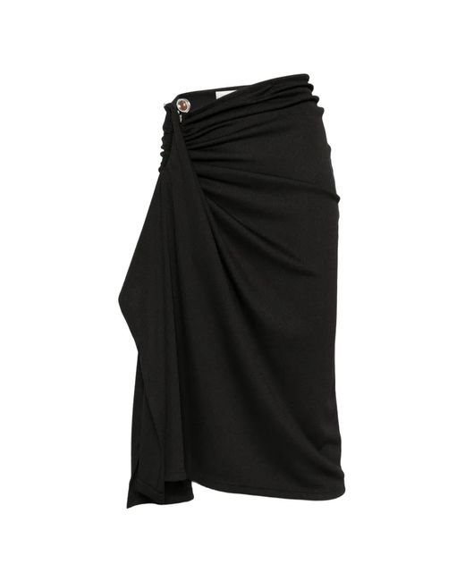 Christopher Esber Black Crystal-Clasp Cascade Midi Skirt