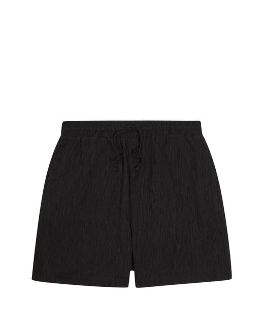 Raith Black Silvano Crinkled-Finish Drawstring Shorts for men