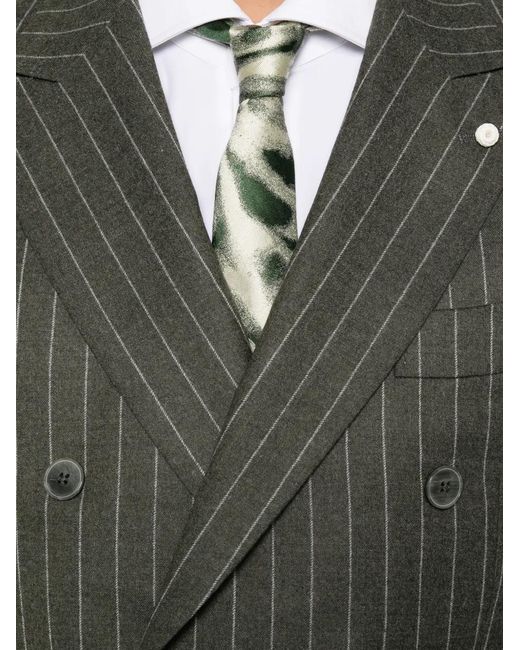 Luigi Bianchi Gray Double-Breasted Pinstripe-Pattern Suit for men