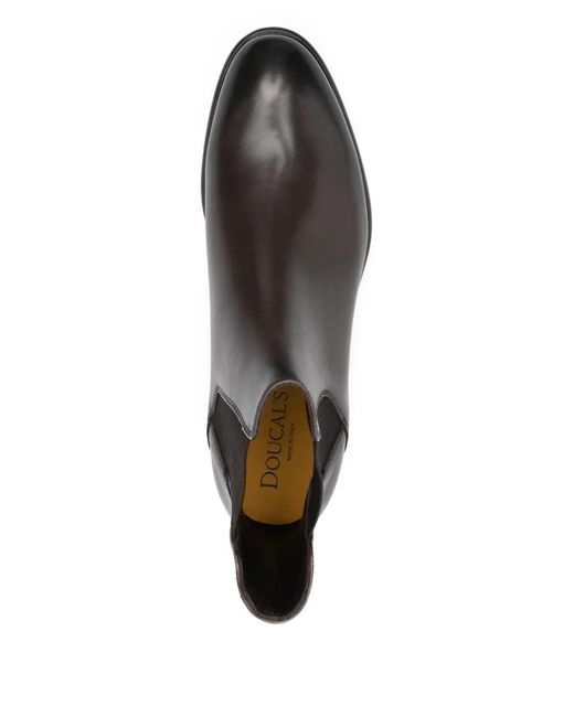 Doucal's Black Elastic-Panel Leather Boots for men