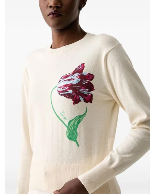 KENZO Natural Floral-Intarsia Sweater