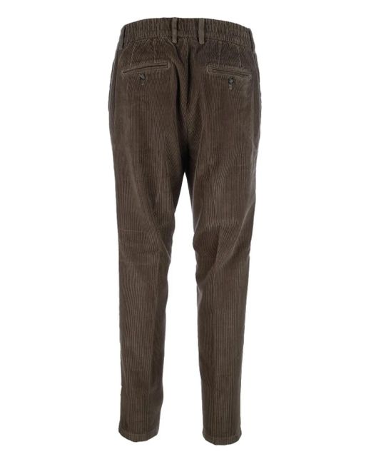 Cruna Brown Mitte Pleated Corduroy Trousers for men