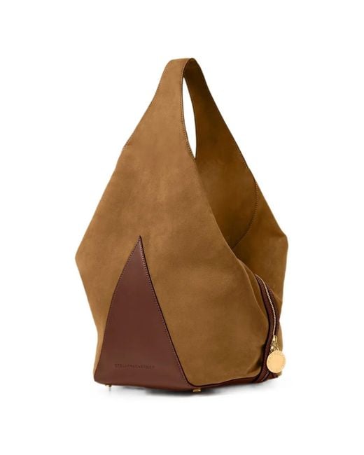Stella McCartney Brown Logo-Engraved Triangular Shoulder Bag